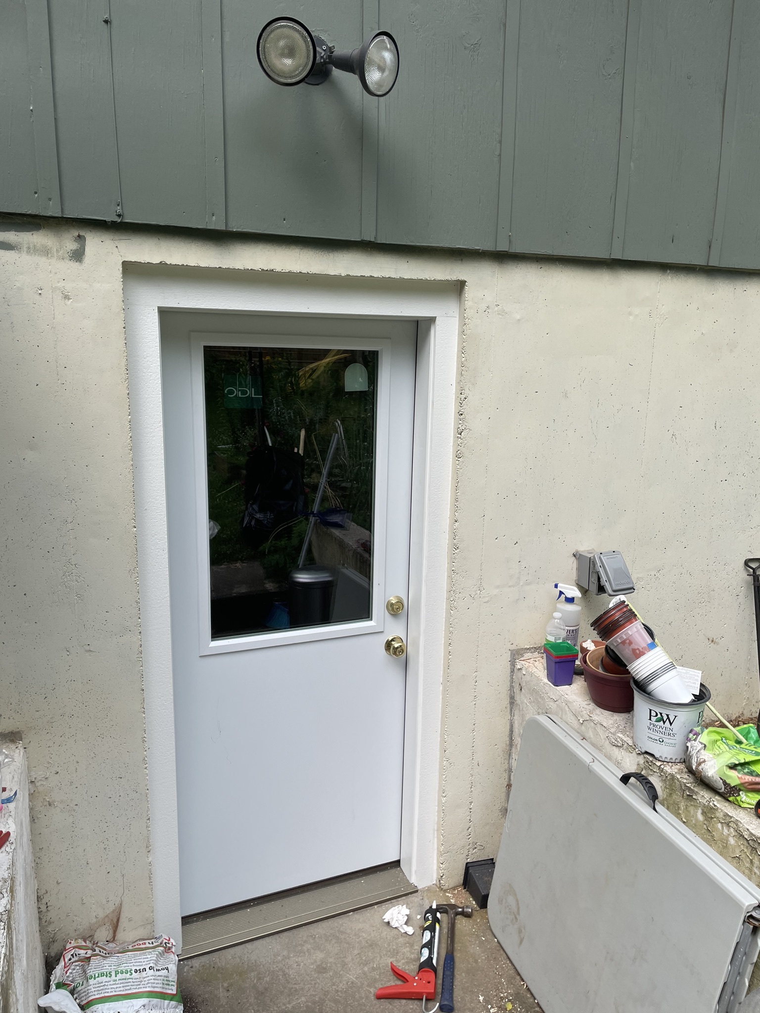 Steel door with decorative glass panels for a modern Kalamazoo residence