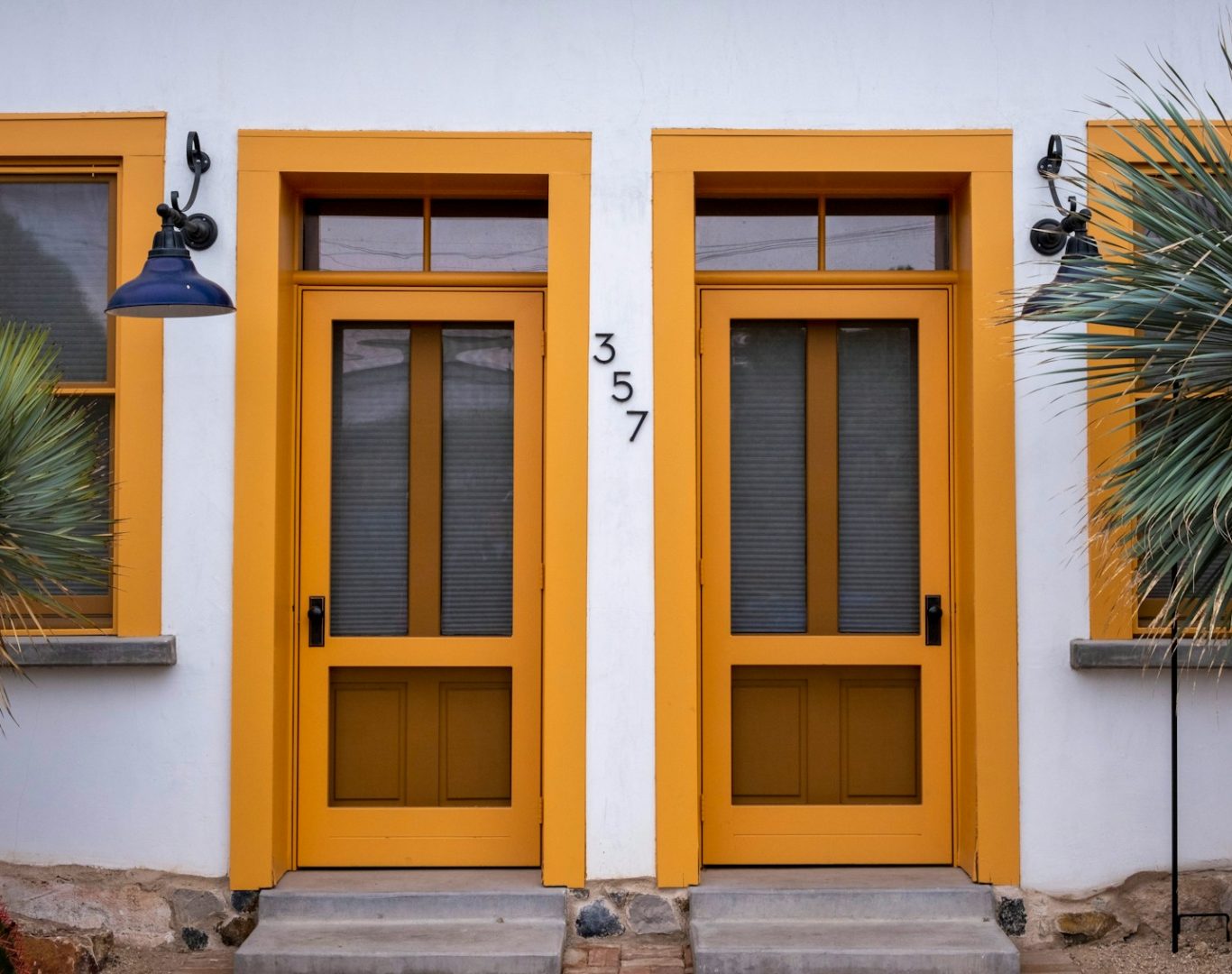 Modern entry doors installation in Richland MI home exterior