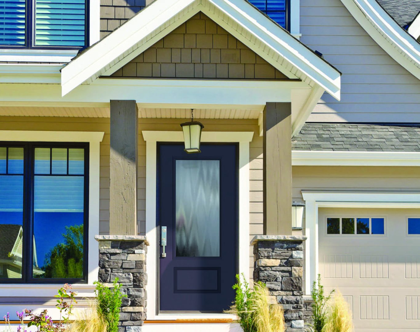 modern fiberglass entry door in Vicksburg MI residential home